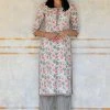 PRINTS VALLEY Off-White Pink Lotus Floral Print Set Jaipur Tales