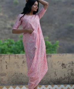 PRINTS VALLEY Jaipur Tales Pink Shibori Cowl Dress