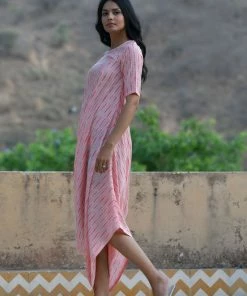PRINTS VALLEY Jaipur Tales Pink Shibori Cowl Dress