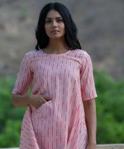 PRINTS VALLEY Jaipur Tales Pink Shibori Cowl Dress