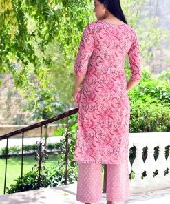 PRINTS VALLEY Magenta Pink Floral Print Set With Dupatta