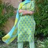PRINTS VALLEY Green Blue Mughal Buti Set With Dupatta Jaipur Tales