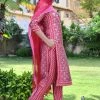 PRINTS VALLEY Jaipur Tales Magenta Red Buti Zig Zag Set With Dupatta