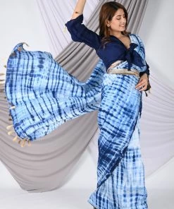 Kali Clothing Indigo Uppada Silk Shibori Saree Sarees