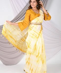 Kali Clothing Sarees Mustard Yellow Uppada Silk Shibori Saree