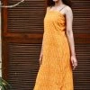 Threeness Mustard Ikat Slip Dress