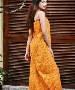 Threeness Mustard Ikat Slip Dress