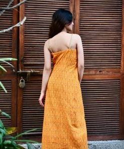 Threeness Mustard Ikat Slip Dress
