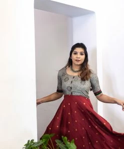 Ekanta Margazhi Moments Caruvi Grey Kalamkari Dress