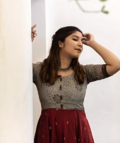 Ekanta Margazhi Moments Caruvi Grey Kalamkari Dress