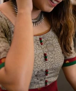 Ekanta Margazhi Moments Caruvi Grey Kalamkari Dress