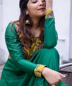 Ekanta Margazhi Moments Oviya Green Kalamkari Dress