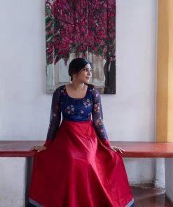Ekanta Damini Navy Blue And Maroon Margazhi Moments