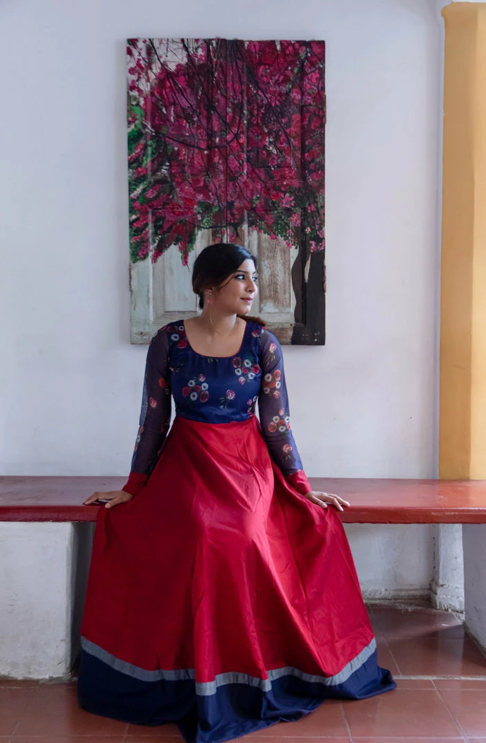 Ekanta Damini Navy Blue And Maroon Margazhi Moments 1 Ekanta Damini Navy Blue And Maroon Margazhi Moments