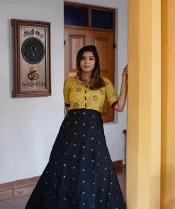 Ekanta Margazhi Moments Caruvi Yellow Kalamkari Dress