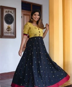 Ekanta Margazhi Moments Caruvi Yellow Kalamkari Dress