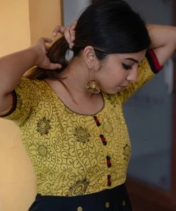 Ekanta Margazhi Moments Caruvi Yellow Kalamkari Dress
