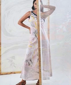 Gulaal Gypsy Soul Black & Yellow Marble One Shoulder Dress