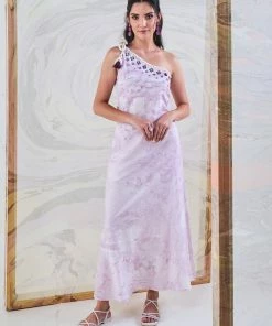 Gulaal Gypsy Soul Purple Marble One Shoulder Dress