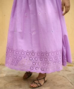 Gulaal Gypsy Soul Daisy Embroidered Lilac Maxi Dress
