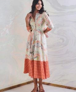 Gulaal Coral Marble Shirt Maxi Dress Gypsy Soul