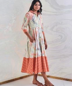 Gulaal Coral Marble Shirt Maxi Dress Gypsy Soul