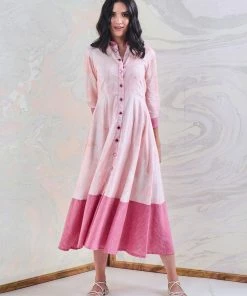 Gulaal Pink Marble Shirt Maxi Dress Gypsy Soul
