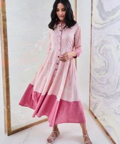 Gulaal Pink Marble Shirt Maxi Dress Gypsy Soul