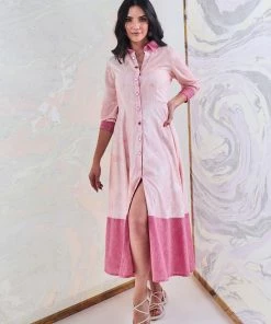 Gulaal Pink Marble Shirt Maxi Dress Gypsy Soul