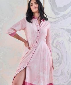 Gulaal Pink Marble Shirt Maxi Dress Gypsy Soul