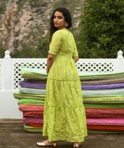 Gulaal Meir Green Tier Maxi Dress Gypsy Soul