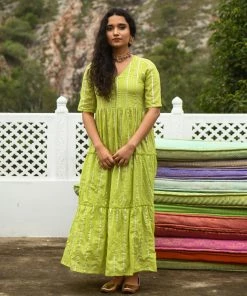 Gulaal Meir Green Tier Maxi Dress Gypsy Soul