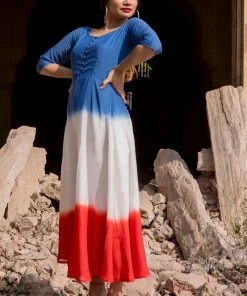 Gulaal Gypsy Soul Blue And Red Fit And Flare Dress