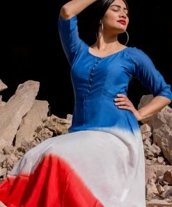 Gulaal Gypsy Soul Blue And Red Fit And Flare Dress