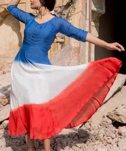 Gulaal Gypsy Soul Blue And Red Fit And Flare Dress