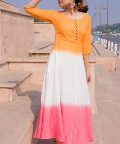 Gulaal Orange And Pink Fit And Flare Dress