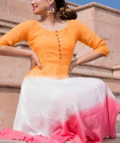 Gulaal Orange And Pink Fit And Flare Dress