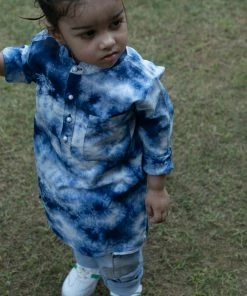 Gulaal Mini Corner Indigo Tie Dye Kurta (Boy)