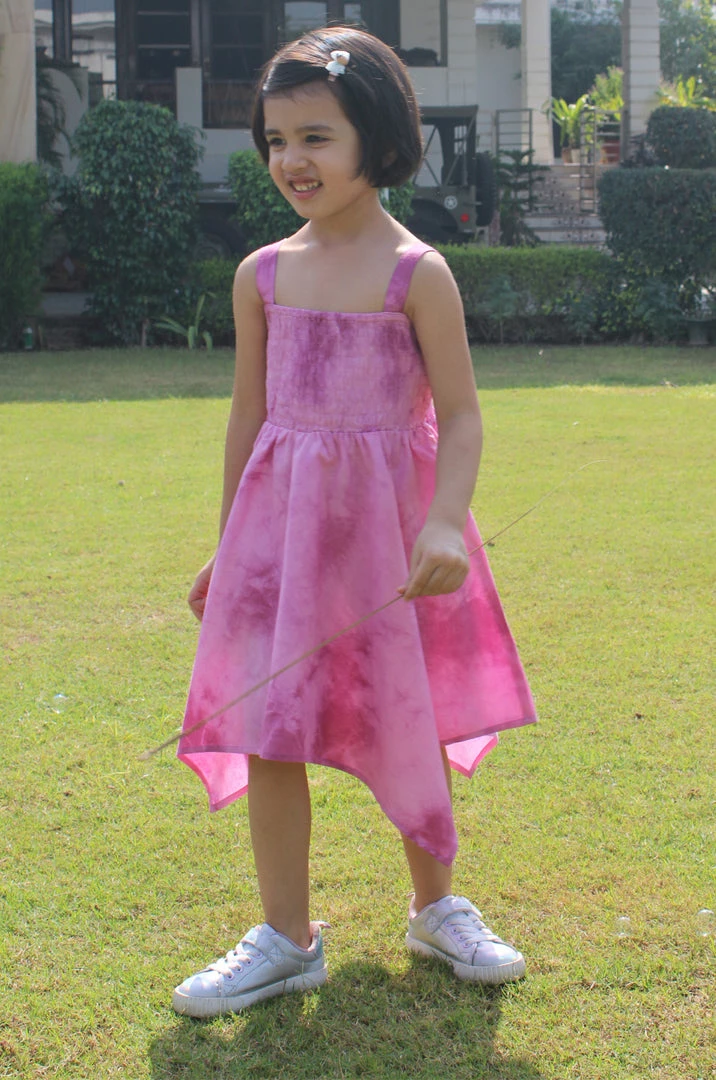 Gulaal Mini Corner Purple Tie Dye Smocking Dress (Girl) 1 Gulaal Mini Corner Purple Tie Dye Smocking Dress (Girl)