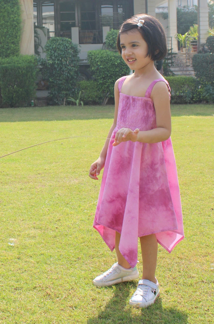 Gulaal Mini Corner Purple Tie Dye Smocking Dress (Girl) 2 Gulaal Mini Corner Purple Tie Dye Smocking Dress (Girl)