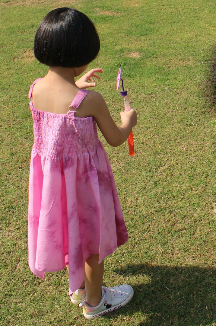 Gulaal Mini Corner Purple Tie Dye Smocking Dress (Girl) 4 Gulaal Mini Corner Purple Tie Dye Smocking Dress (Girl)