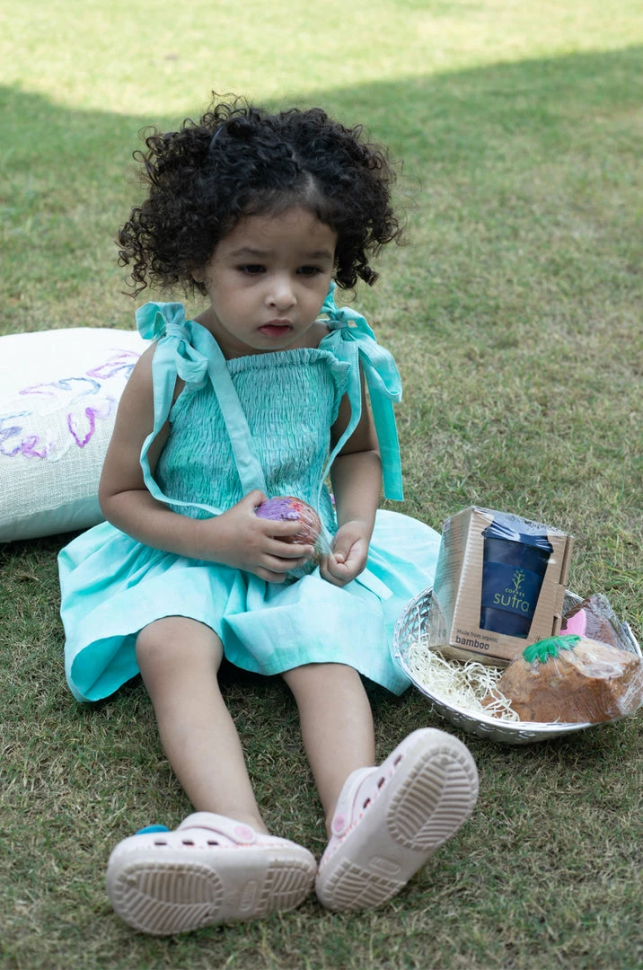 Gulaal Mini Corner Turquoise Tie Dye Crop Top With Mini Skirt (Girl) 3 Gulaal Mini Corner Turquoise Tie Dye Crop Top With Mini Skirt (Girl)