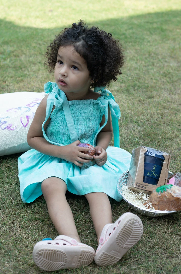 Gulaal Mini Corner Turquoise Tie Dye Crop Top With Mini Skirt (Girl) 4 Gulaal Mini Corner Turquoise Tie Dye Crop Top With Mini Skirt (Girl)