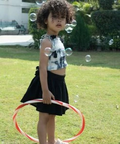 Gulaal Mini Corner Black & White Crop Top With Mini Skirt (Girl)