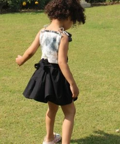 Gulaal Mini Corner Black & White Crop Top With Mini Skirt (Girl)