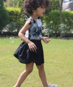 Gulaal Mini Corner Black & White Crop Top With Mini Skirt (Girl)