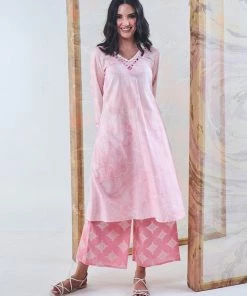 Gulaal Gypsy Soul Pink Marble Kurta-Palazzo Set