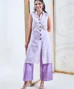 Gulaal Purple Marble Sleeveless Kurta-Pant Set Gypsy Soul