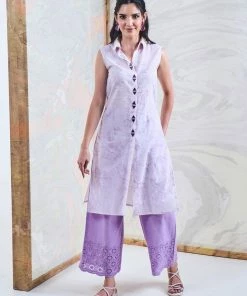 Gulaal Purple Marble Sleeveless Kurta-Pant Set Gypsy Soul