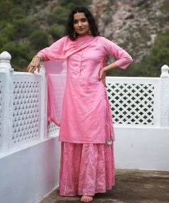 Gulaal Neeru Pink Kurta-Skirt Set